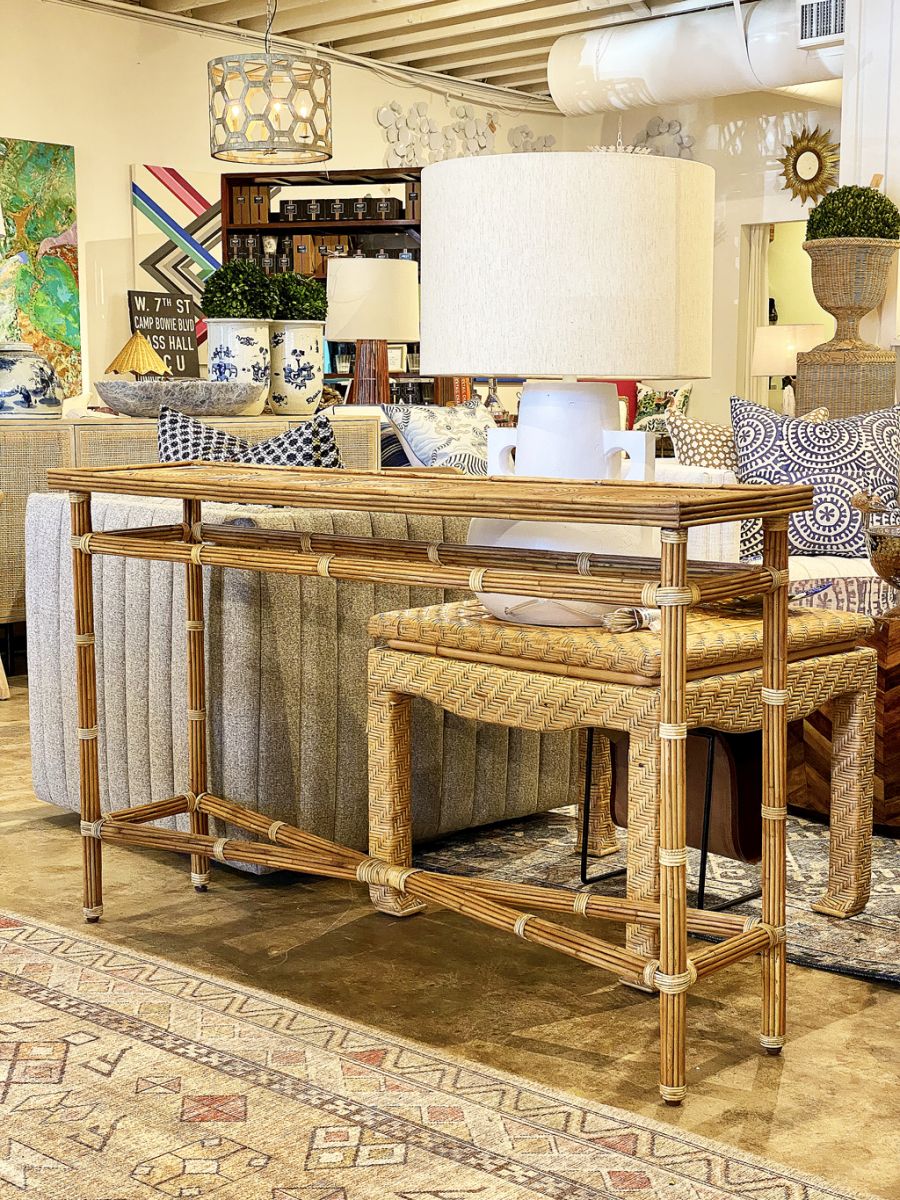 Natural Rattan Console Table - Mecox Gardens