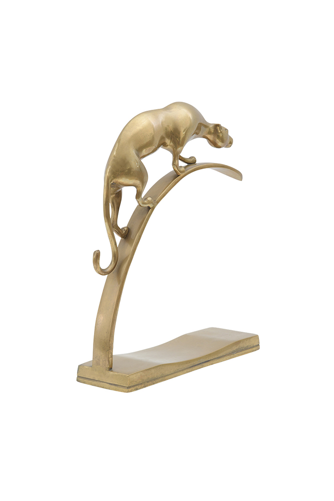 Vintage Brass Panther on Branch Sculpture Mecox Gardens