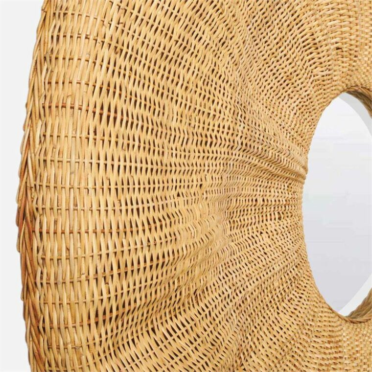 Oversized Undulating Peeled Rattan Mirror - Image 4