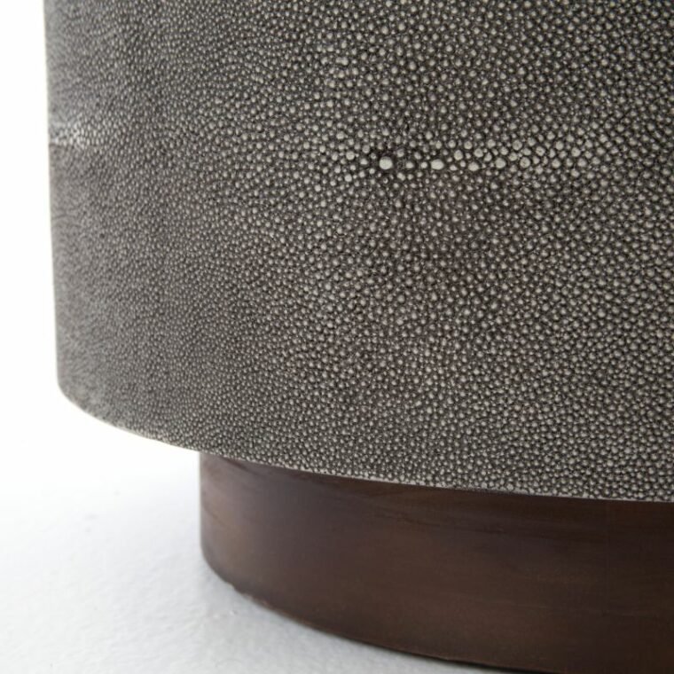 Grey Faux Shagreen and Reclaimed Wood Side Table - Image 4