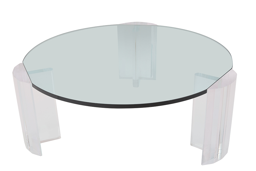 Vintage Round Lucite Base Coffee Table Mecox Gardens