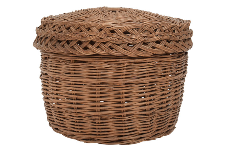 Oversized Vintage Woven Round Basket with Lid Mecox Gardens
