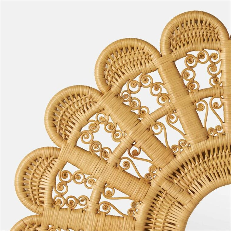 Round Flower Motif Woven Mirror - Image 3