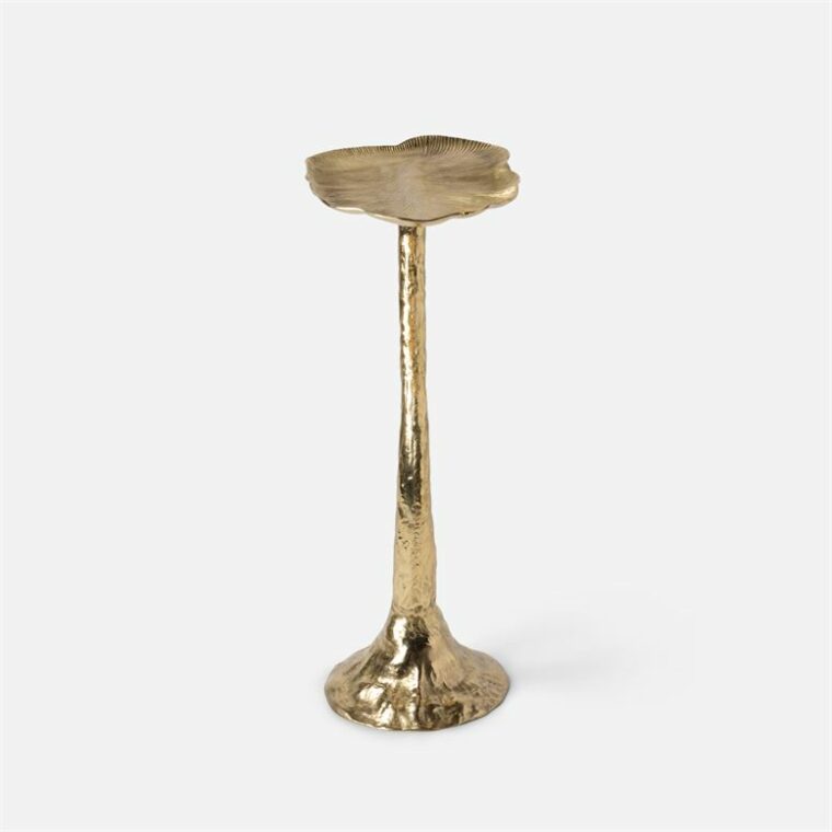 Small Brass Lotus Leaf Metal Side Table - Image 2