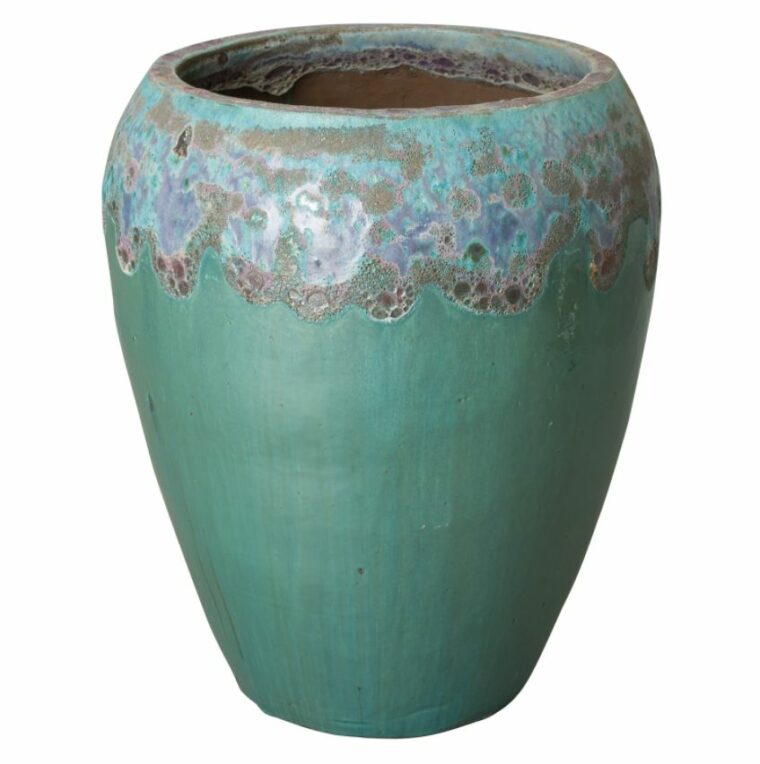 Large Ceramic Edged Glazed Pot