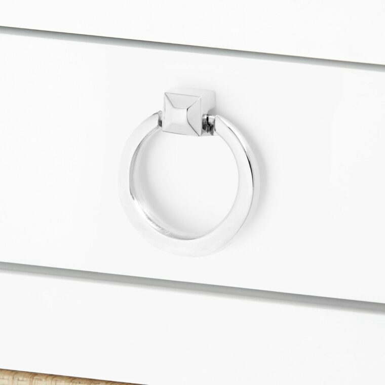 White Lacquer and Grasscloth 8 Drawer Dresser - Image 9