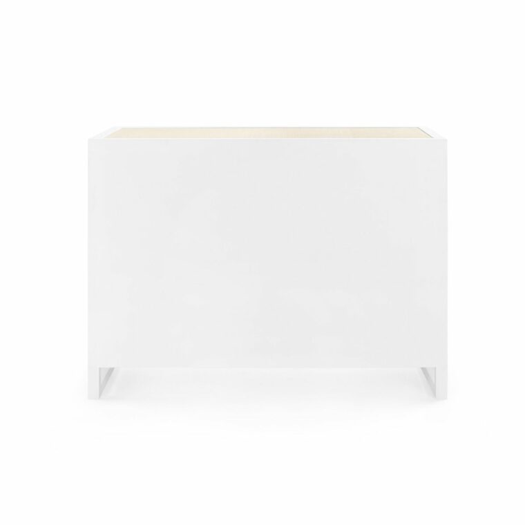 White Lacquer and Grasscloth 8 Drawer Dresser - Image 3