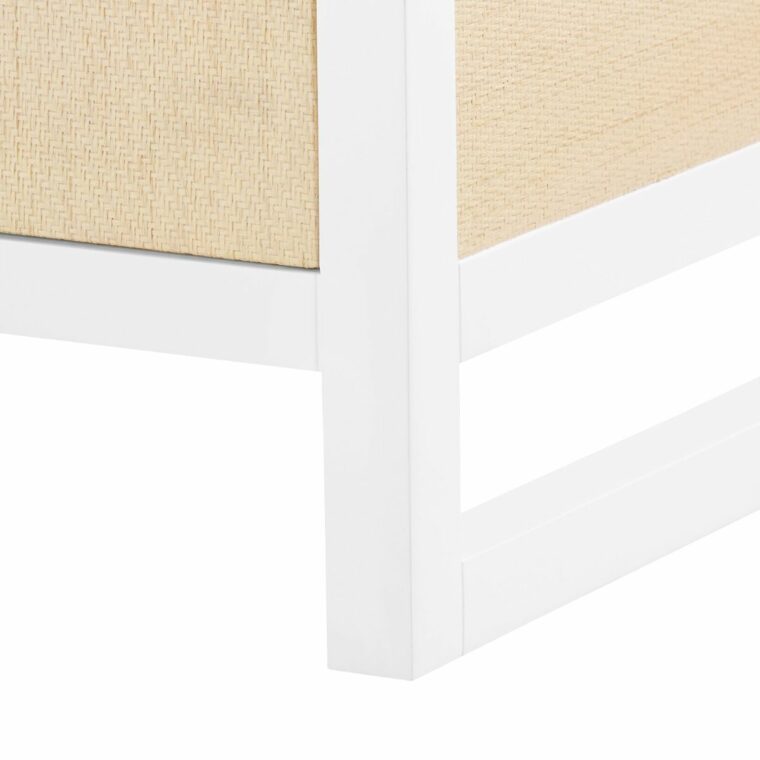 White Lacquer and Grasscloth 8 Drawer Dresser - Image 4