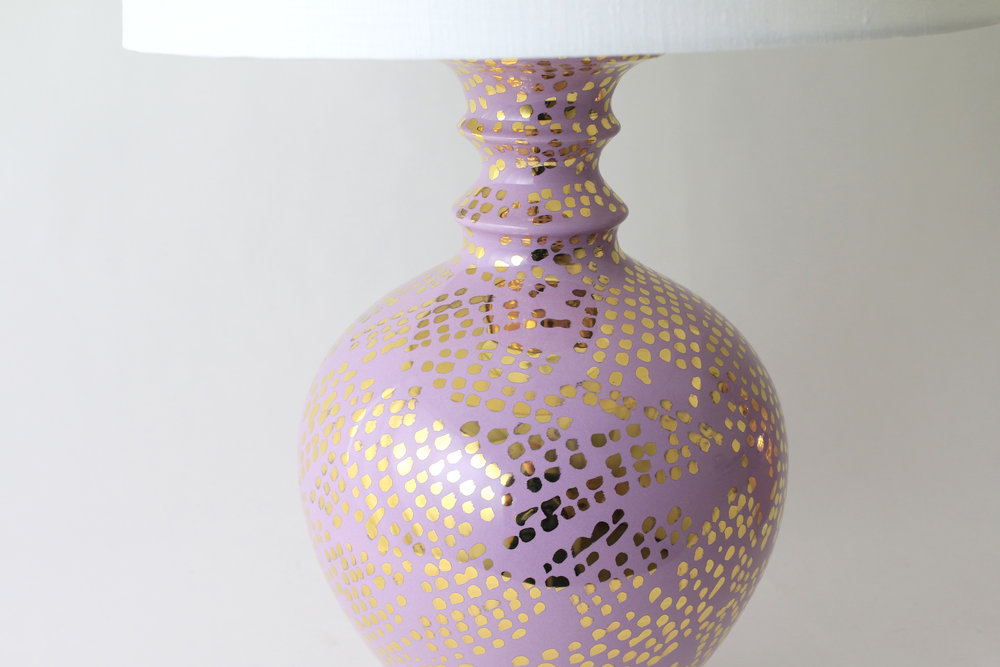 Paul Schneider Hico Dappled Lilac and Gold Lustre Lamp - Mecox Gardens