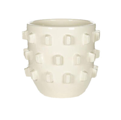 White Geometric Spoked Planter