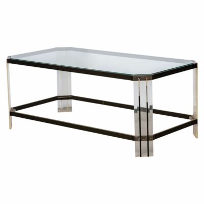 Vintage French Lucite and Chrome Coffee Table