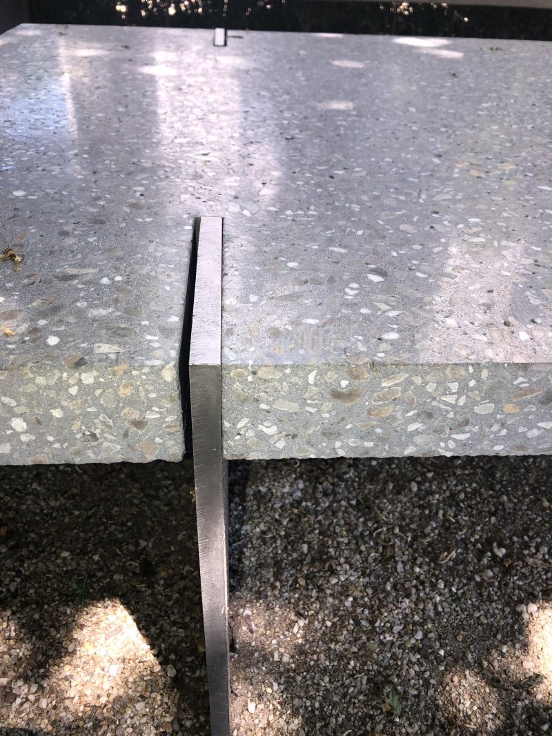 Outdoor Terrazzo Concrete and Stainless Steel Coffee Table Mecox Gardens