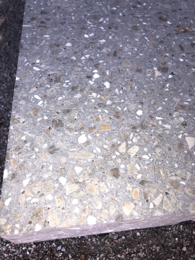 Outdoor Terrazzo Concrete and Stainless Steel Coffee Table Mecox Gardens