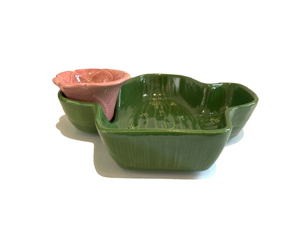 Vintage Ceramic Cactus Chip and Dip Bowl Mecox Gardens