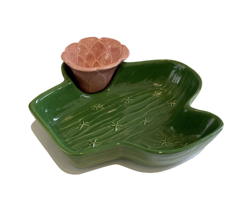 Vintage Ceramic Cactus Chip and Dip Bowl Mecox Gardens