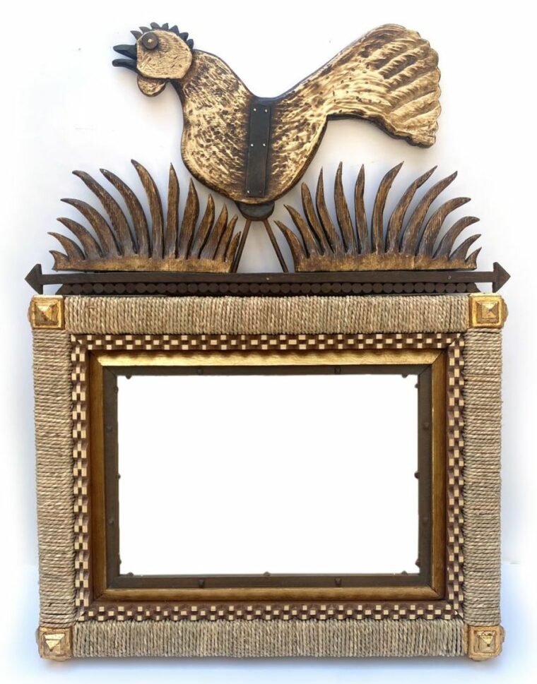 Hand Made Rooster Motif Mirror
