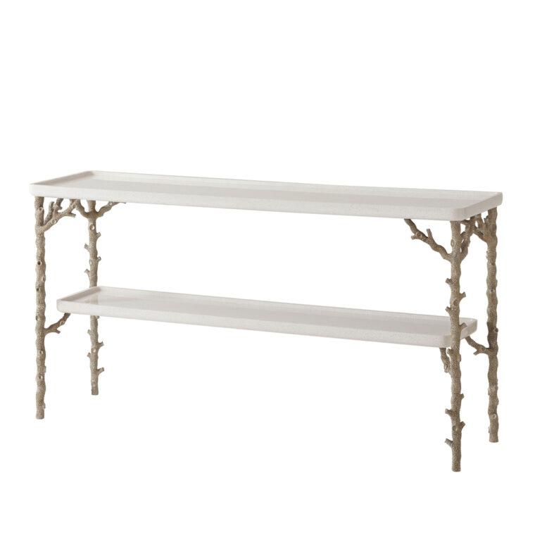 White Eggshell and Cast Coral Console