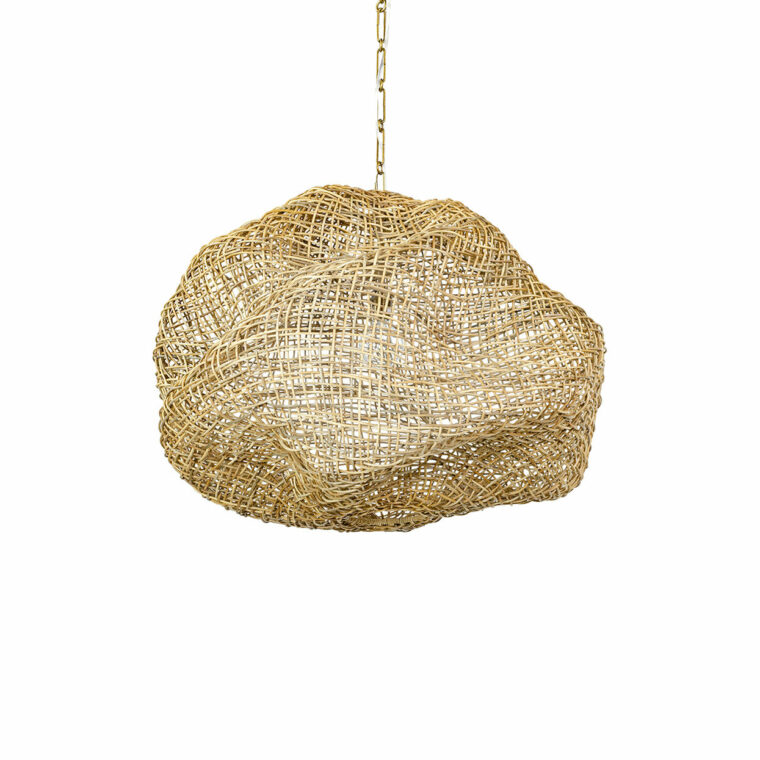 Medium Natural Abstract Wicker Pendant