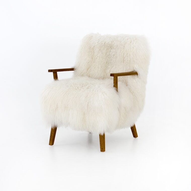 Cream Flokati Arm Chair