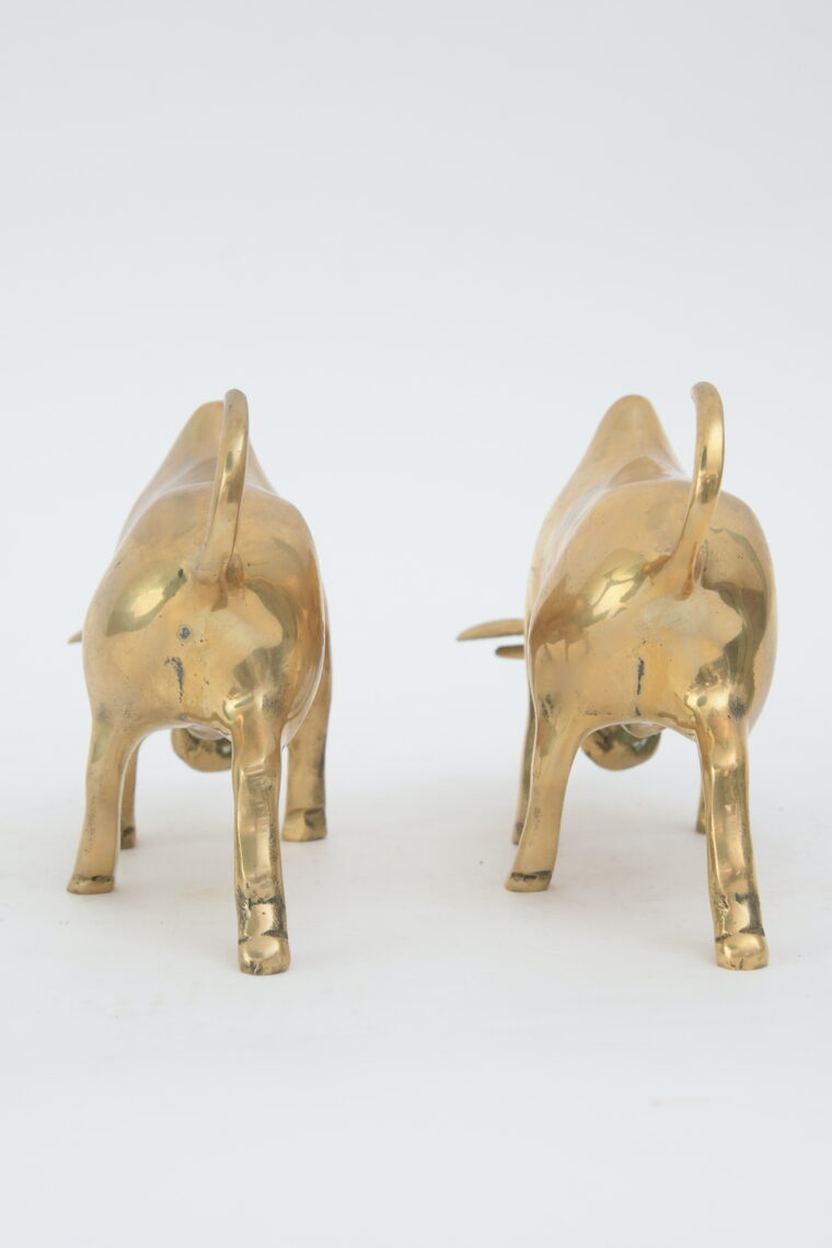 Vintage Pair of Brass Bulls Mecox Gardens