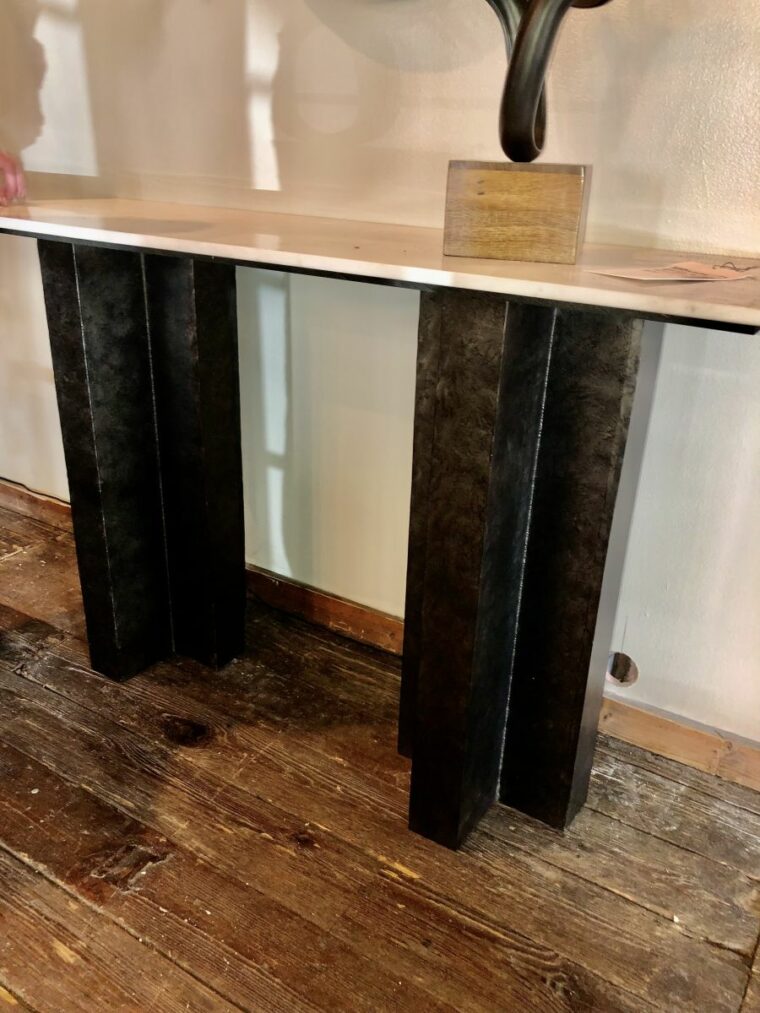 Modern Cast Aluminum and Marble Console - Image 11