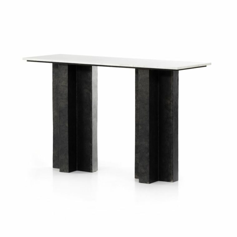 Modern Cast Aluminum and Marble Console