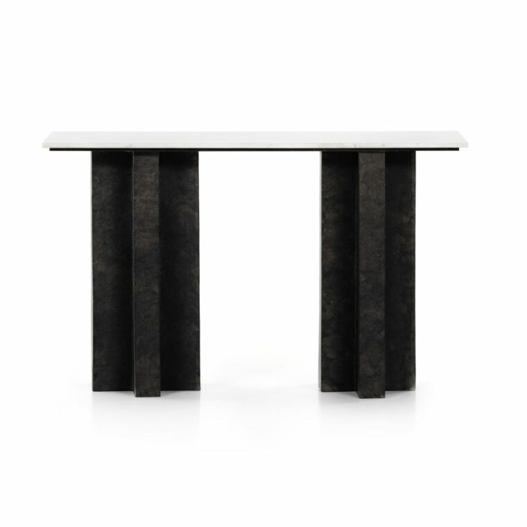 Modern Cast Aluminum and Marble Console - Image 2