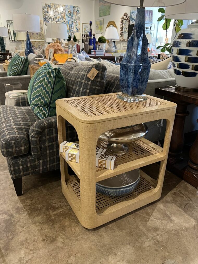 Raffia and Cane Mid-Century Style Side Table - Image 7