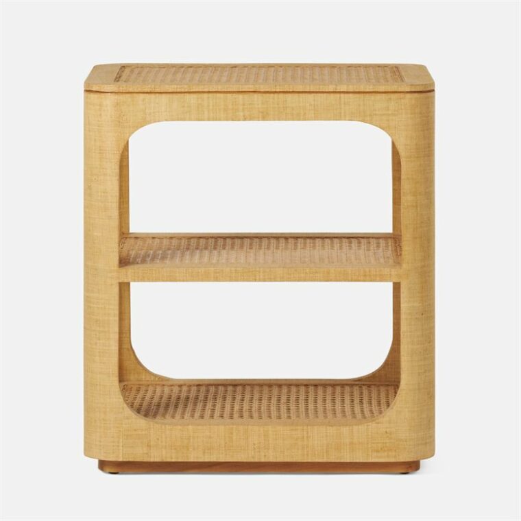 Raffia and Cane Mid-Century Style Side Table - Image 2