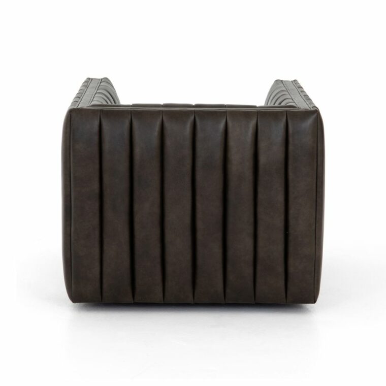 Modern Channel Swivel Brown Leather Chair - Image 3