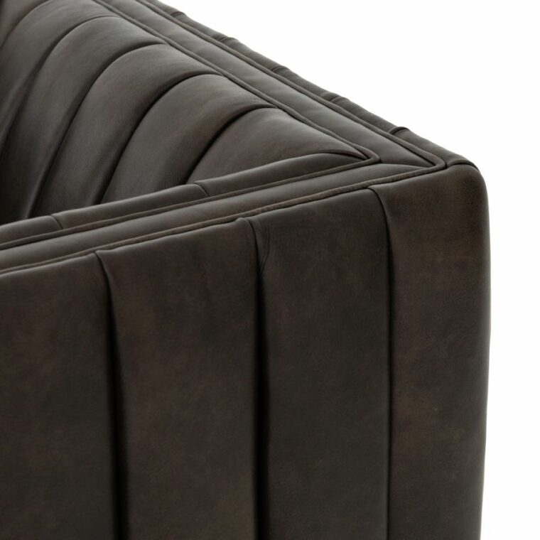 Modern Channel Swivel Brown Leather Chair - Image 5