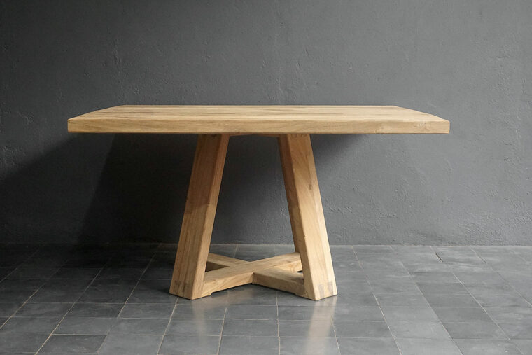 Square Lightened Natural Teak Dining Table - Image 2