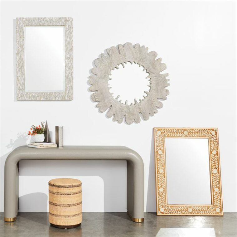 Gray Pine Wood Rustic Starburst Mirror - Image 5