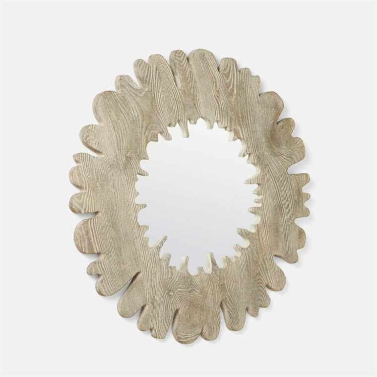 Gray Pine Wood Rustic Starburst Mirror - Image 2