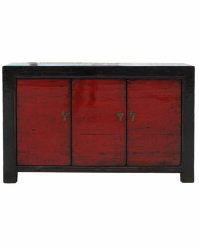 Vintage Chinese Black and Red Lacquered Cabinet