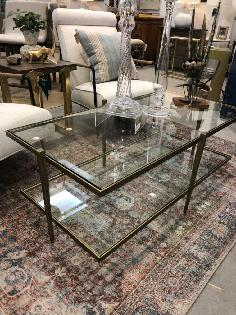 Nathan Antiqued Gold Coffee Table - Image 9