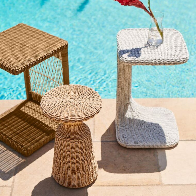 Outdoor Hourglass Faux Wicker Drinks Table - Image 12