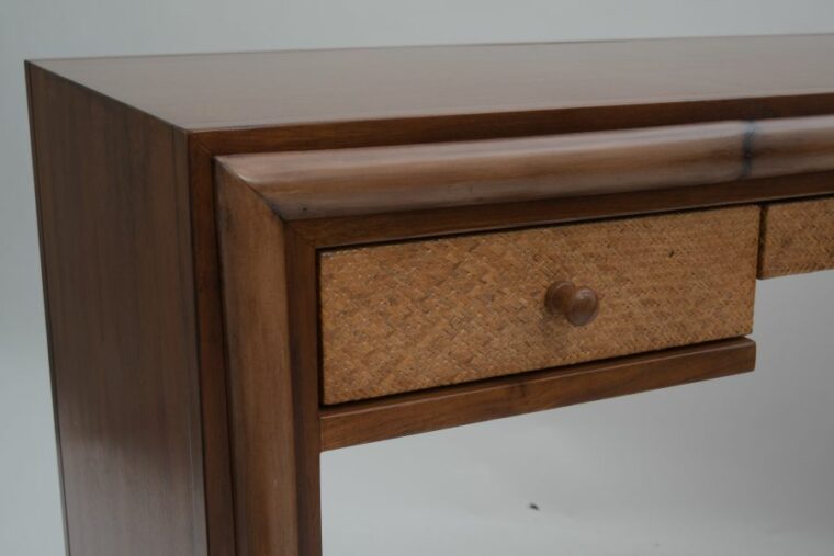 Perkins Teak and Bamboo 3 Drawer Desk - Image 10