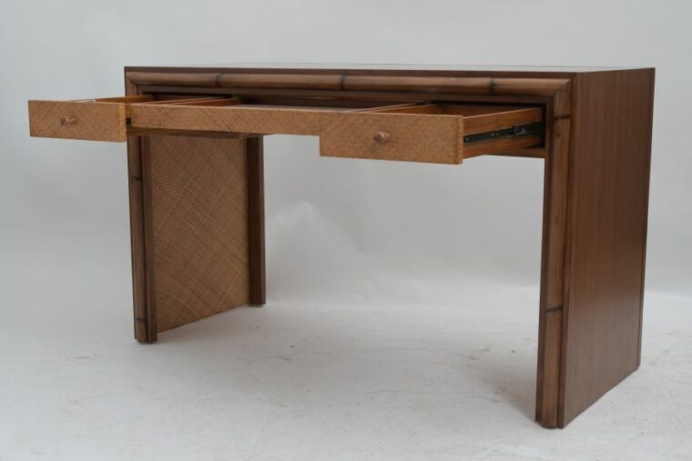 Perkins Teak and Bamboo 3 Drawer Desk - Image 6