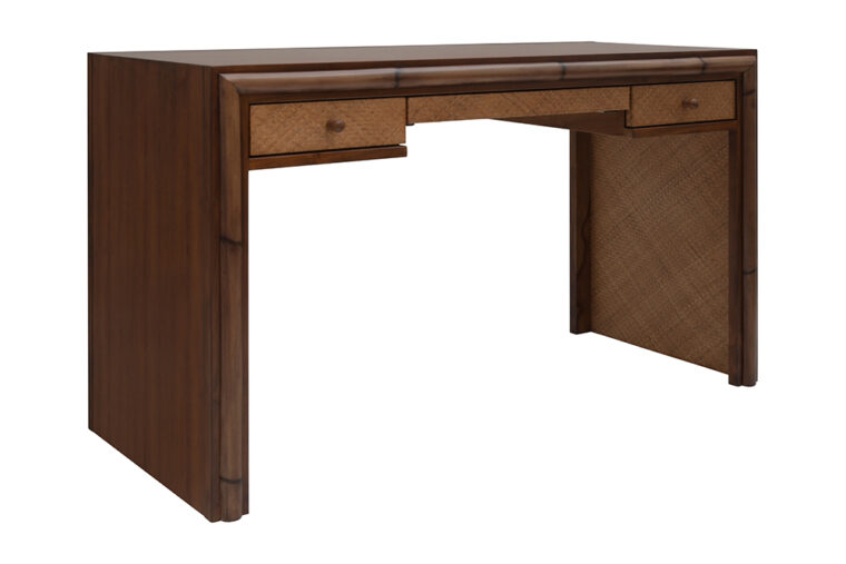 Perkins Teak and Bamboo 3 Drawer Desk - Image 2