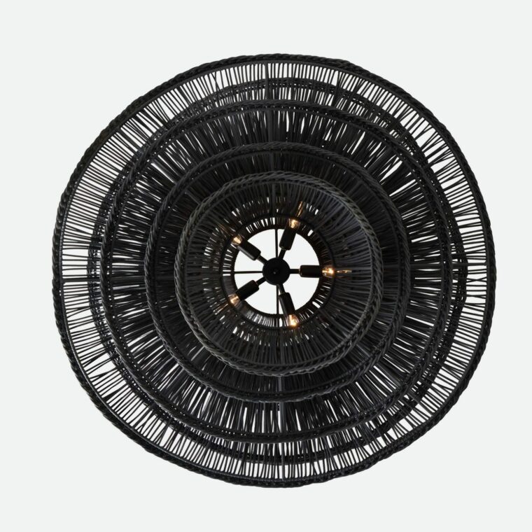Large Abstract Layered Rattan Chandelier - Image 9