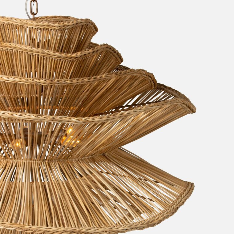 Large Abstract Layered Rattan Chandelier - Image 2