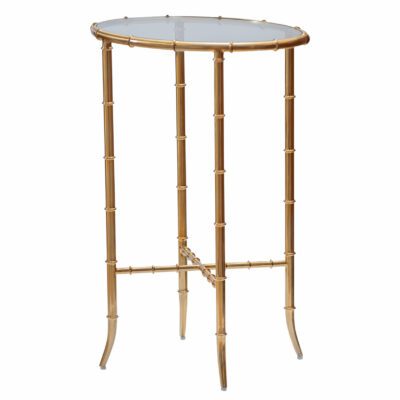 Oval Gilded Faux Bamboo Side Table