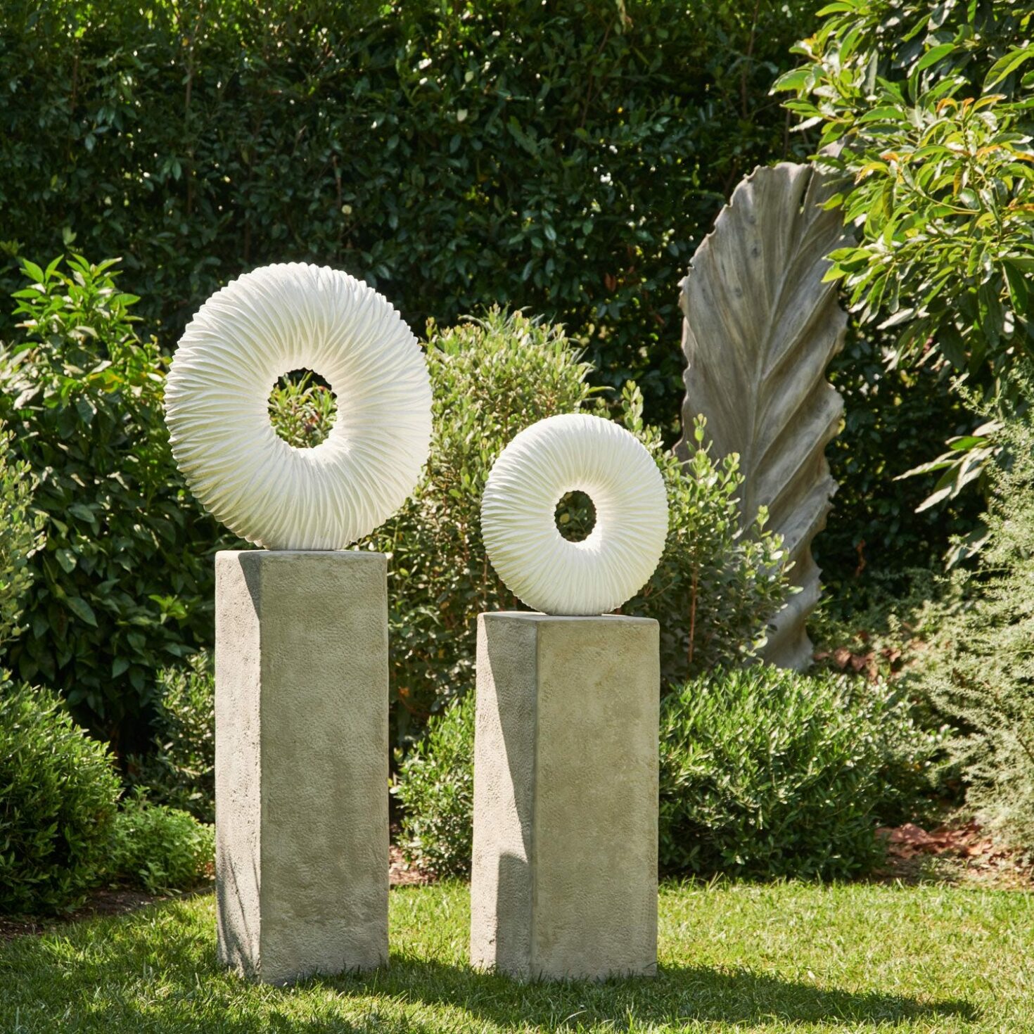 Outdoor Round White Cast Stone Garden Sculptures Mecox Gardens