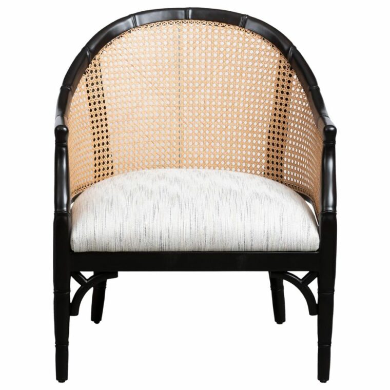 Mahogany and Cane Barrel Lounge Chair - Image 2