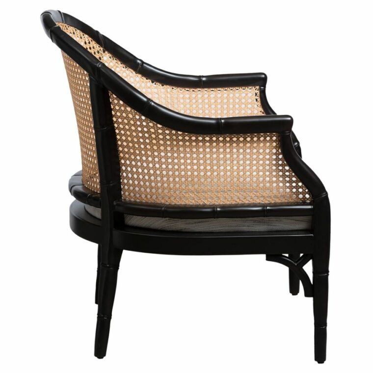 Mahogany and Cane Barrel Lounge Chair - Image 3