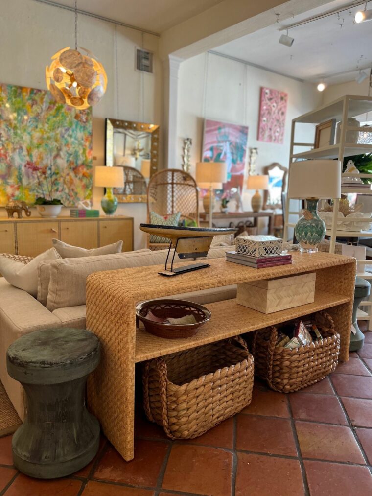 Extra Large Wide Natural Flat Rattan Console - Image 5