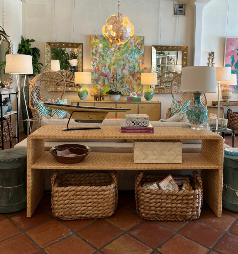 Extra Large Wide Natural Flat Rattan Console - Image 6