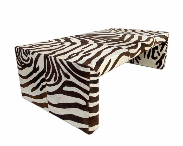 Faux Zebra Leather Waterfall Coffee Table