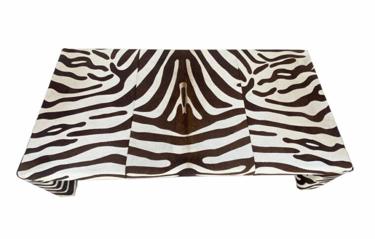 Faux Zebra Leather Waterfall Coffee Table - Image 3